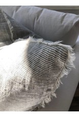 Navy Stipe Belgian Linen Throw Pillow