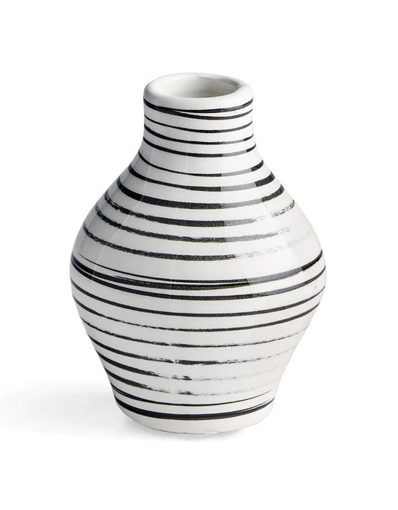 black white striped vase medium