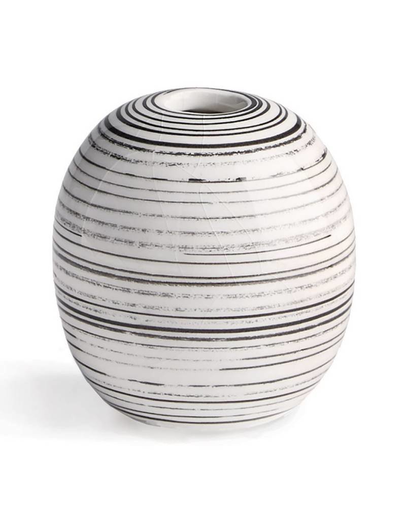 black white striped vase small