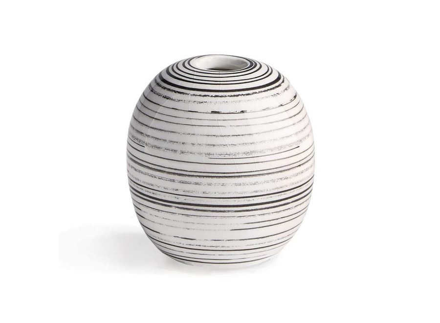 Black + White  Striped Vase - Small