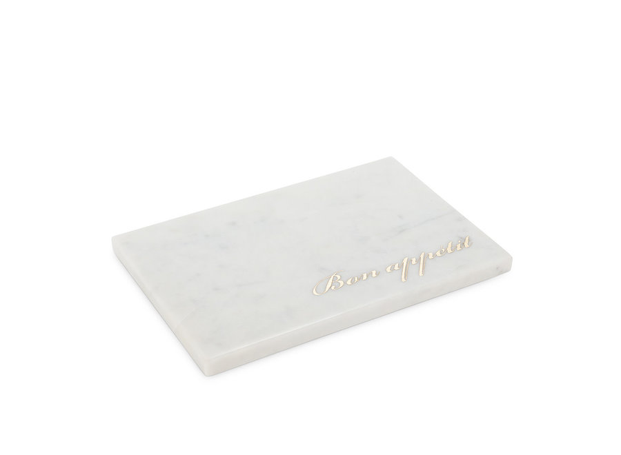 "Bon Appetit" White Marble Serving Board