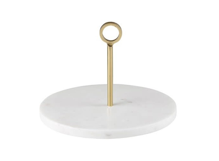 White Marble Server with Brass Handle