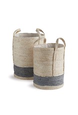 Natural-Gray Lined Round Baskets