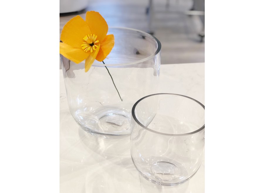 Large Clear Glass Fat Edge Vase