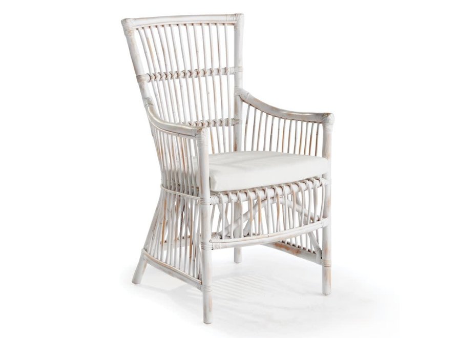 Whitewash Rattan Arm Chair