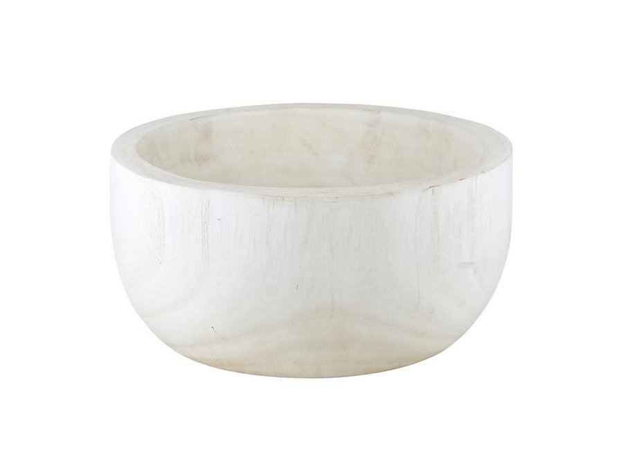 Paulownia Wood Large Bowl - White