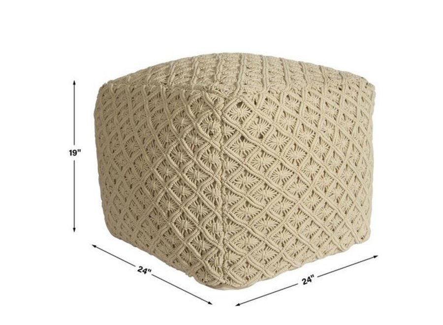 Knotty Pouf - Ivory PICKUP IN-STORE ONLY