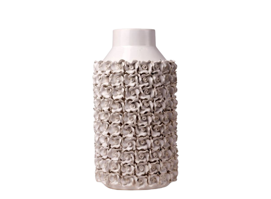 White Ceramic Floral Vase-Large
