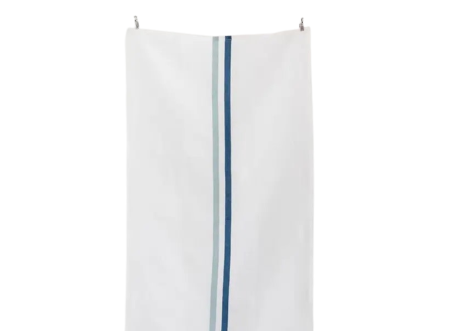 Two Blue Grain Stripe  Linen Tea Towel