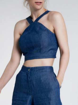 Altuner Aleteris Linen Crop Top