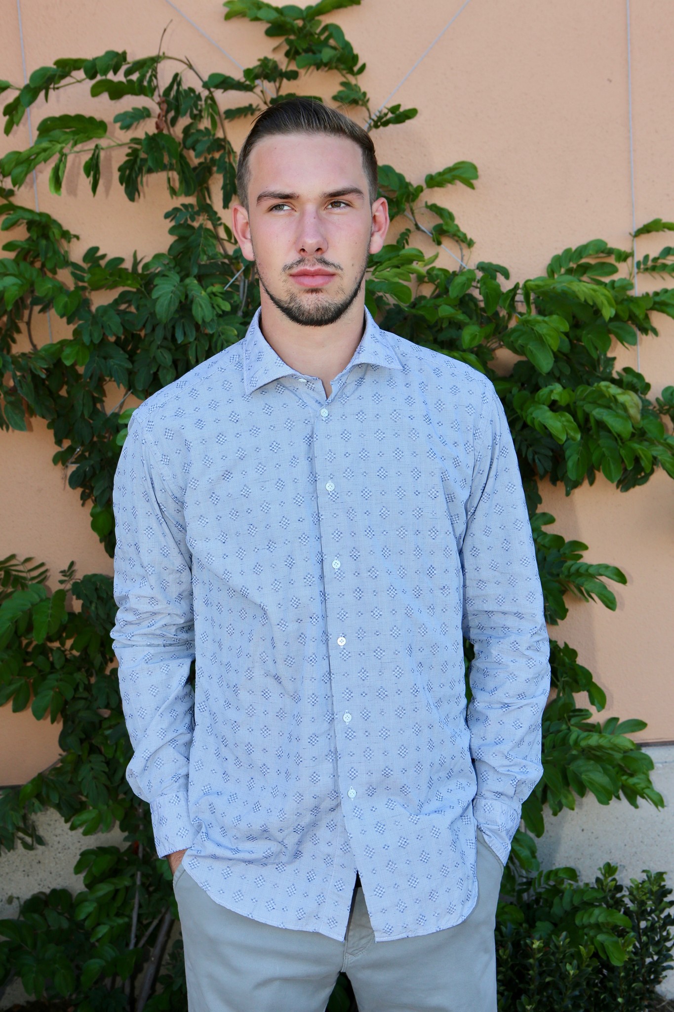 blouse with sweater attached