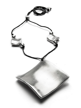 VESTOPAZZO Aluminum Double Plie Square Pendant Necklace VESTOPAZZO Aluminum Double Plie Square Pendant Necklace