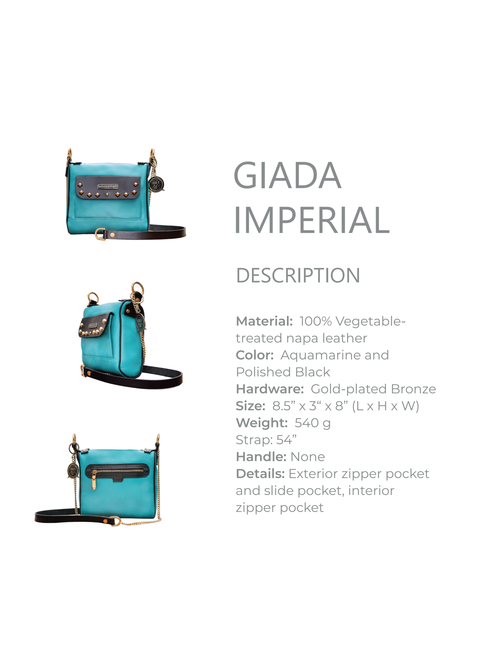 Artisan leather Imperial Giada Imperial  Aqua/Black Leather Bag