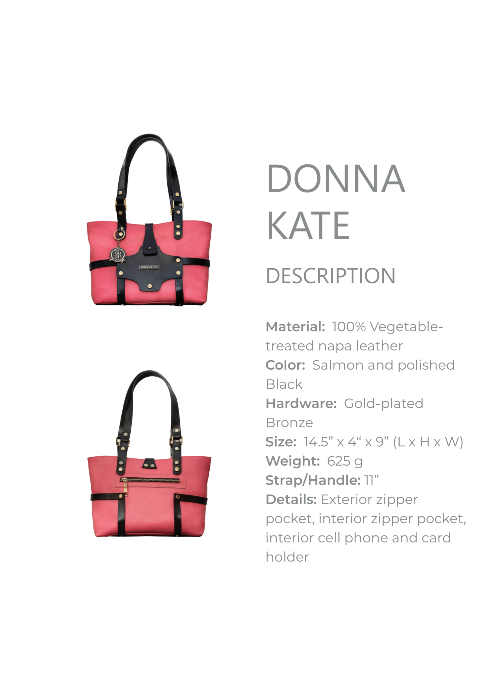 Artisan leather Imperial Donna Kate Salmon Leather Handbag