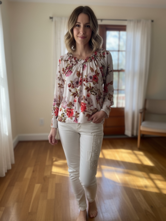 C|Dobbs Floral Jersey Blouses