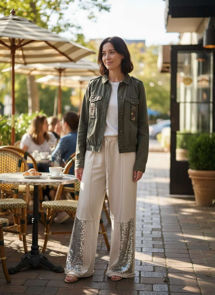 Sequence Botton Cream Jersey Pants M