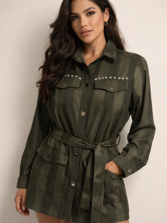 Nu Embellished Striped Jacket Dress