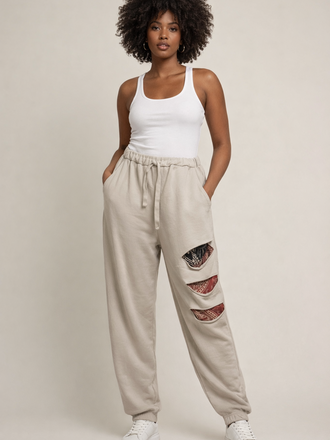 Draw String Relax Pants Taupe