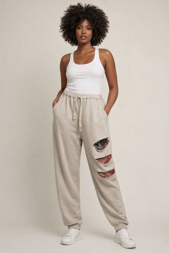 Draw String Relax Pants Taupe