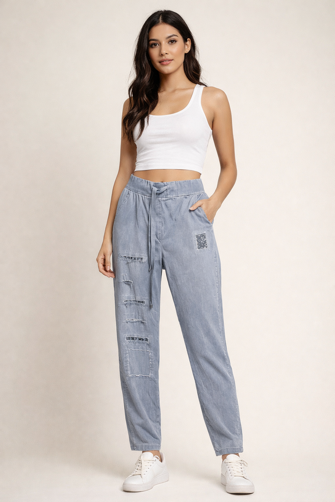 Draw String Relax Pants Blue SW/M