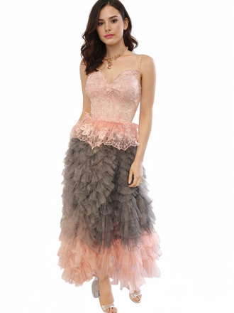Tulle Gray  and Pink  Skirt M/L