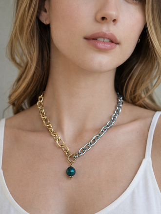 Pam Lazzarotto 4042 -m sil/gld necklace