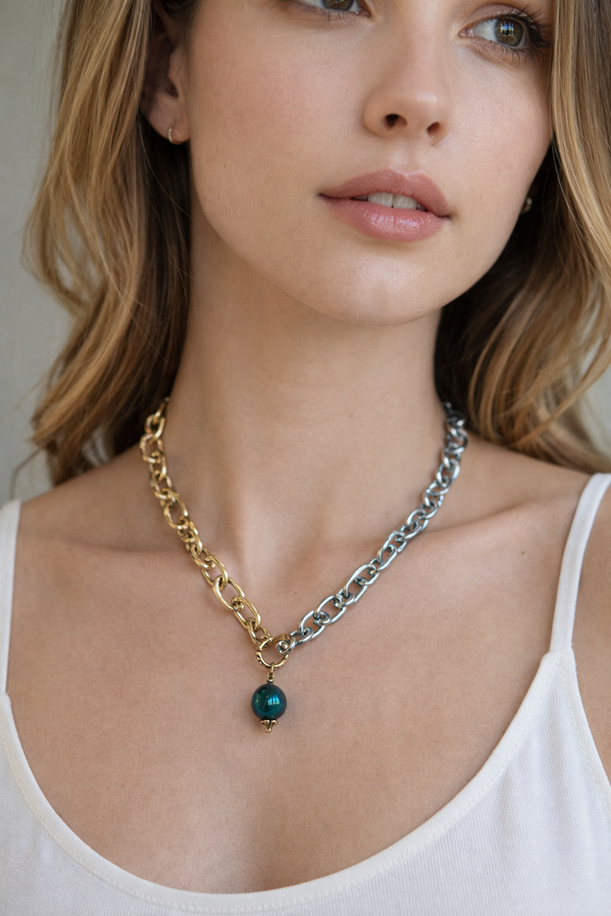 Pam Lazzarotto 4042 -m sil/gld necklace