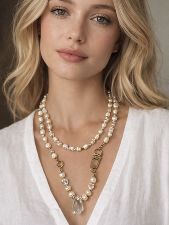 Pam Lazzarotto 4014-p Necklace Crystal gold clasp