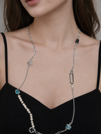 Pam Lazzarotto 5010 Cryt/ gld/slv 14k Pl Chain