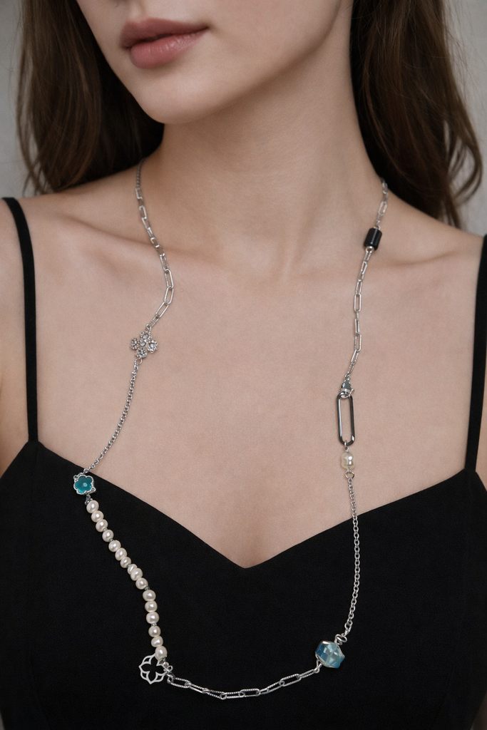 Pam Lazzarotto 5010 Cryt/ gld/slv 14k Pl Chain