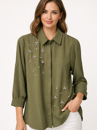 Army Green Shirt w/ Sequence  M/L