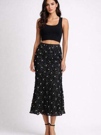 Black Long Sequence Skirt M/L