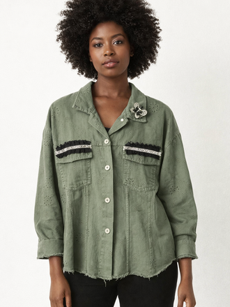 Giulia Blasi Embellished Jacket Army Green  0/S