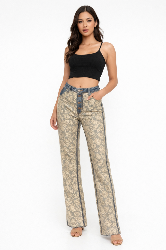 Lace Denim Jeans