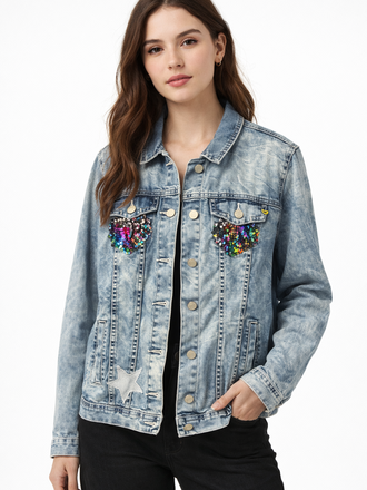 Giulia Blasi Denim Sequence Jacket  Blue M/L