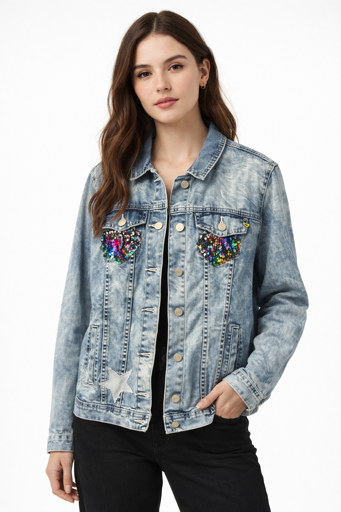 Giulia Blasi Denim Sequence Jacket  Blue M/L