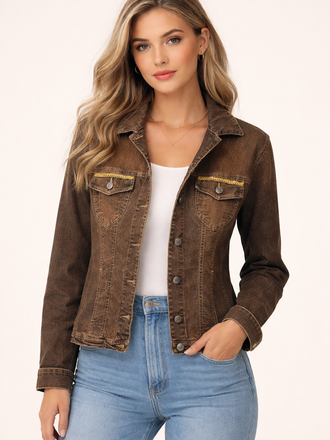 Giulia Blasi Embellished  Denim Jacket Brown L