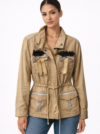 Giulia Blasi Denim Embellished Jacket Biege M