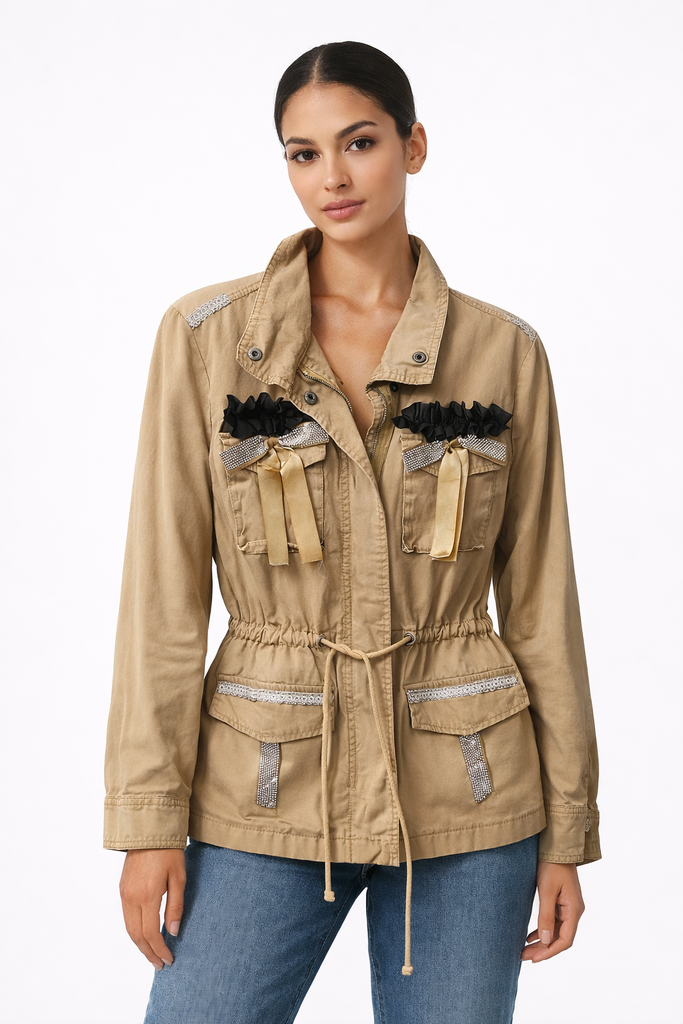 Giulia Blasi Denim Embellished Jacket Biege M