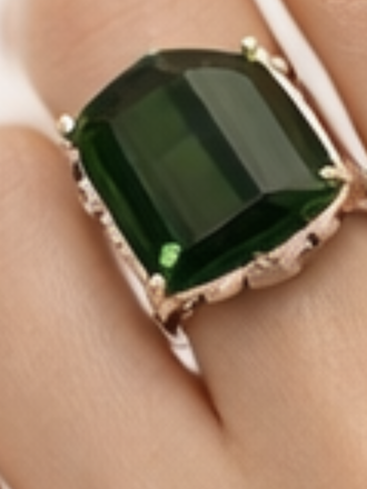 Emerald Silver Plated Ring