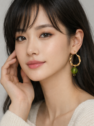 Giulia Blasi 035 Green Gold Hoop Earrings