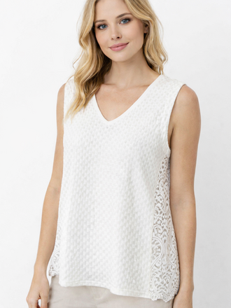 C|Dobbs Off White Side Lace Blouse