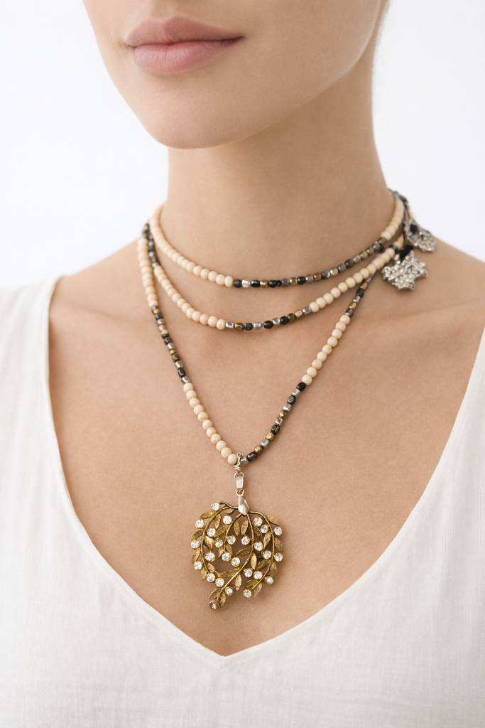 Giulia Blasi Beads necklace w/gold pendent