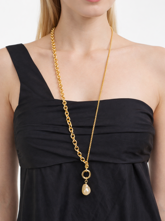 Giulia Blasi Costume Gold Glass Pearl Necklace