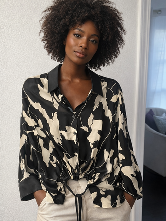 Excetera Satin Draw String Blouse