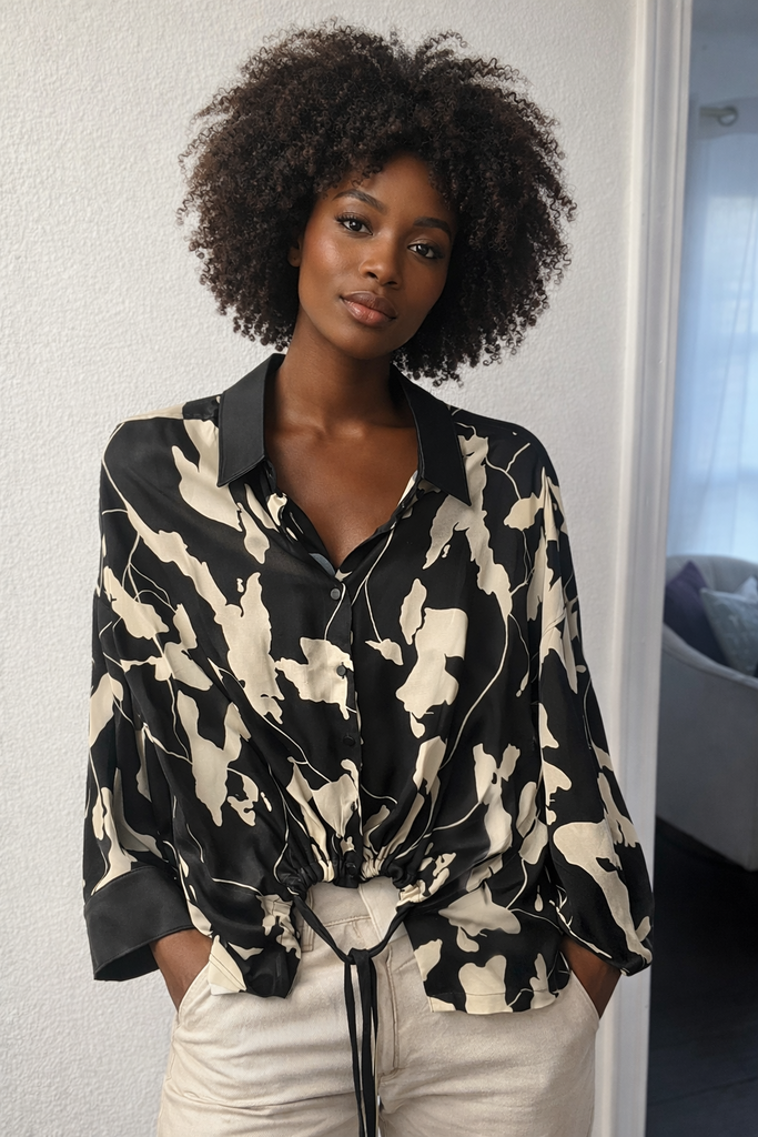 Excetera Satin Draw String Blouse