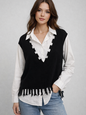 Nevada Love Sweater Shirt Set Black/White