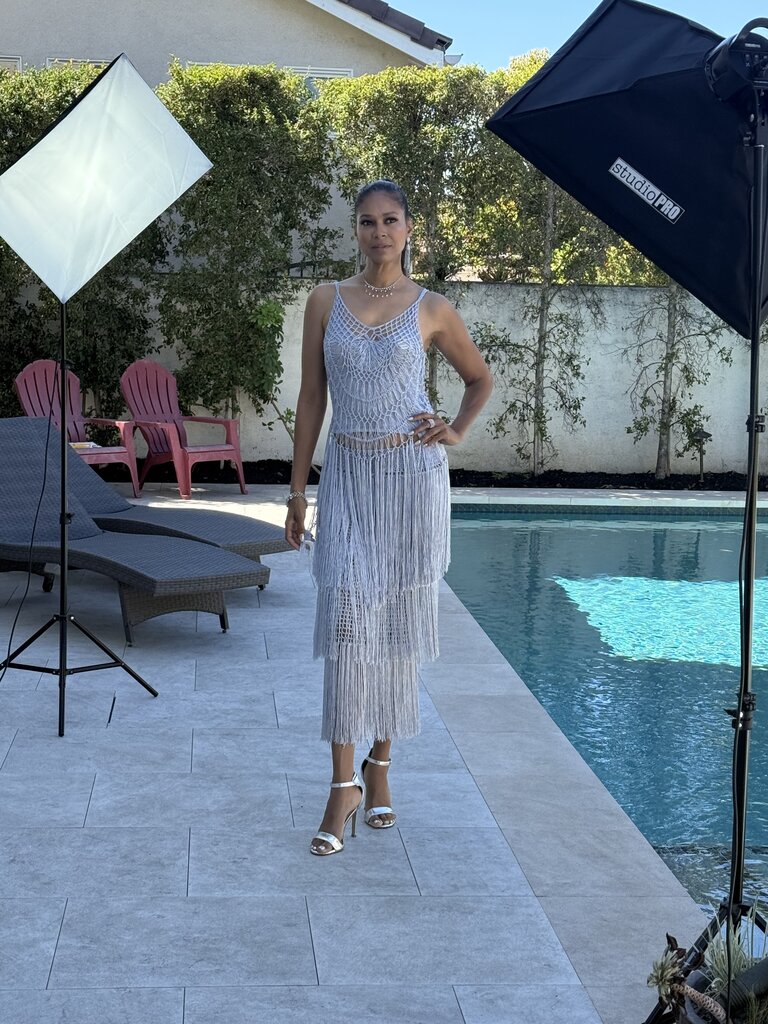 Two Piece Silver Knit/ Fringe  Dress