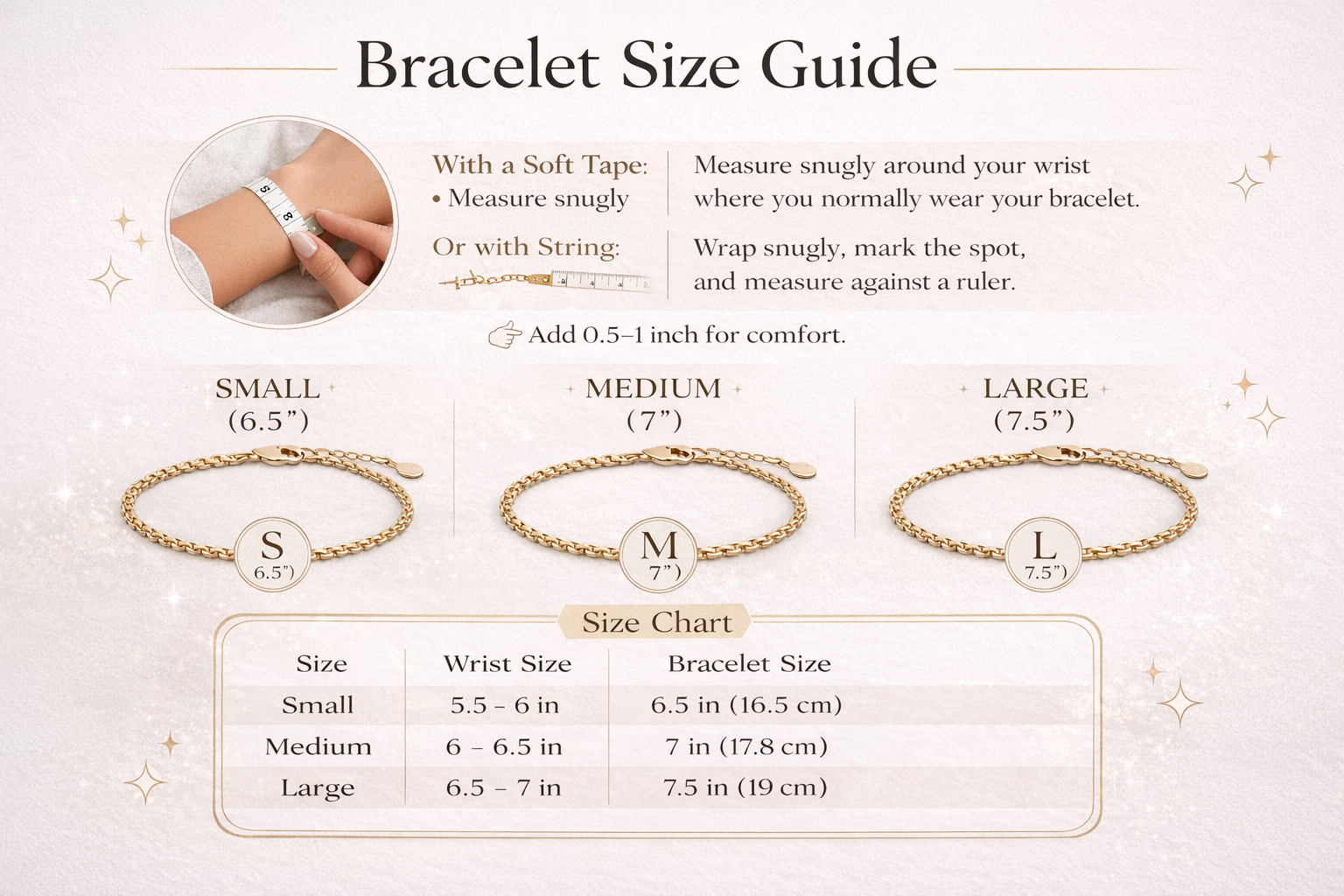 Jewelry Size Chart