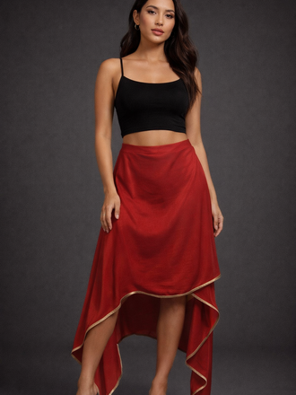 JJ Valaia Red and Gold Pointed Skirt
